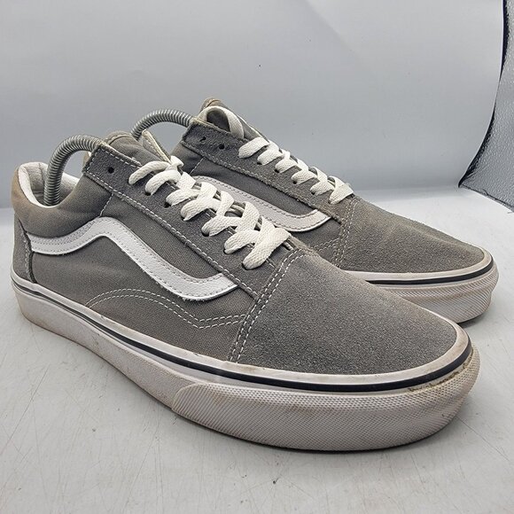 Vans Old Skool Mens 9.5 Gray White Sneaker Shoes Skate Casual Walking Outdoors - Picture 1 of 13